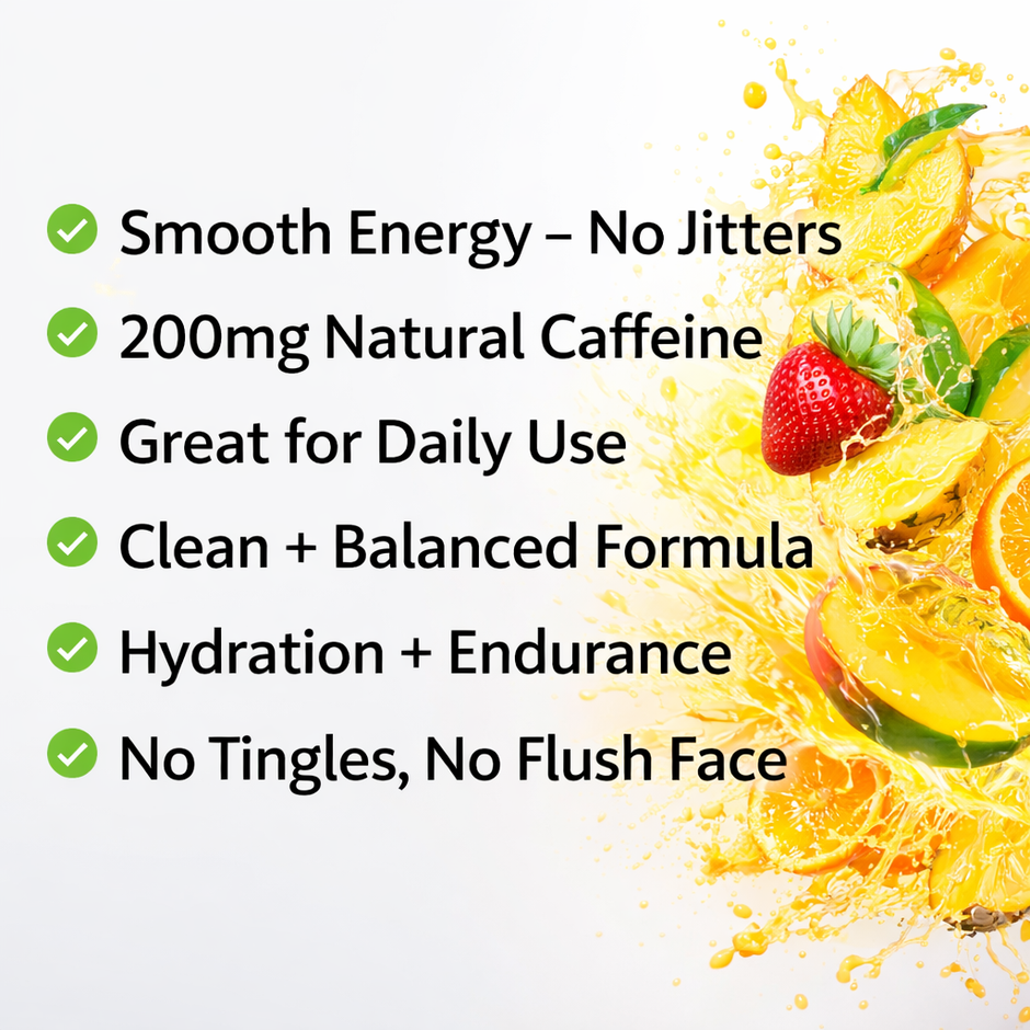 Premium Pre-Workout Fruit Blast - Sugar Free Natural Caffeine Energy Drink